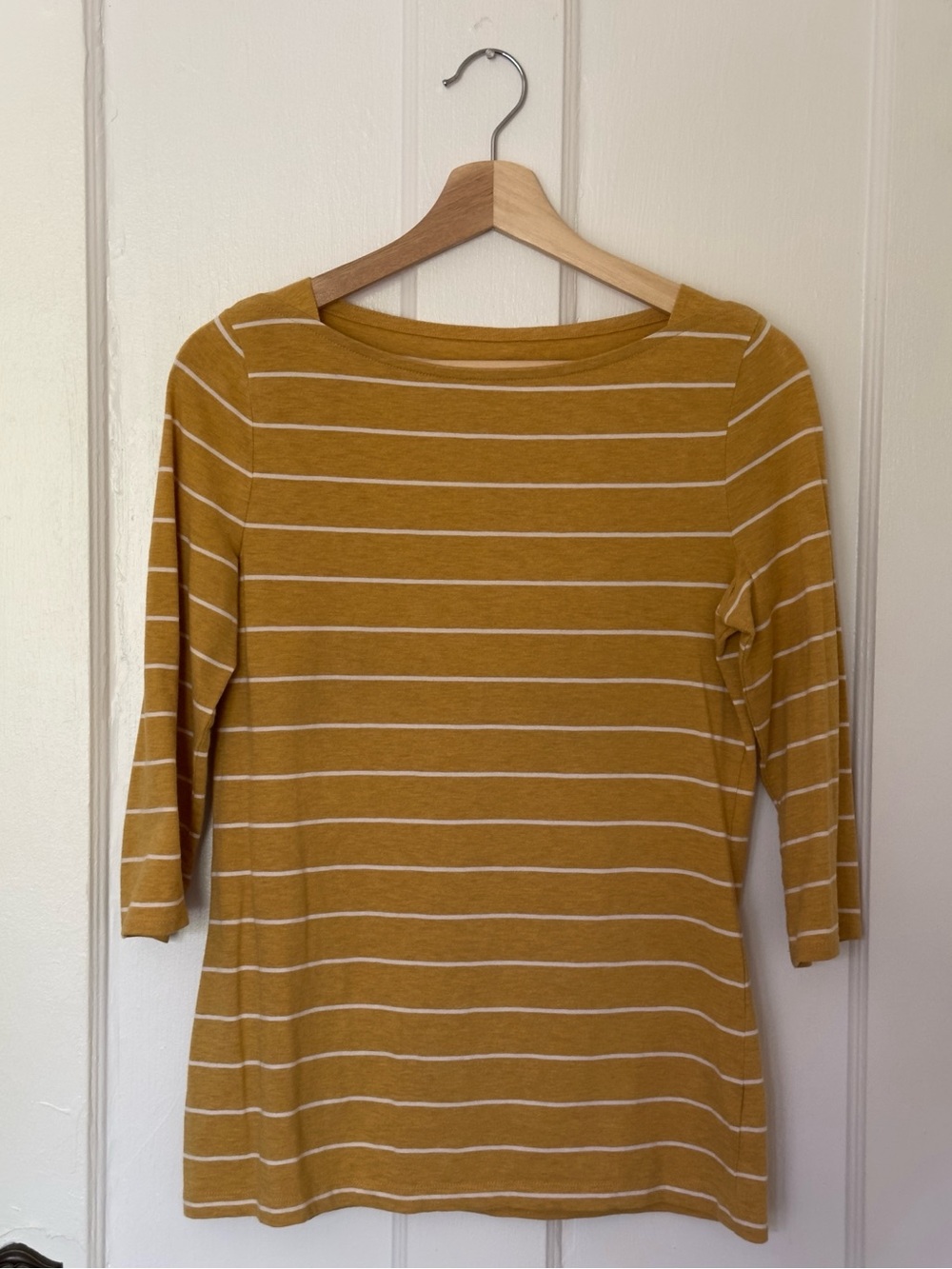 a new day Mustard Yellow & White Striped Boatneck Long Sleeve Tee